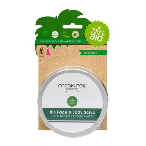 Coconutoil bio arc és testradír matcha teával
